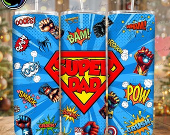 Superhero Fist Bump Tumbler Wrap Png, Super Dad 20OZ Tumbler Designs, Superhero Dad PNG, Father's Day Tumbler Wrap, Dad Tumbler Gift