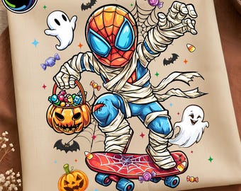 Halloween Superhero Png, Spider Halloween Png, Boy Halloween PNG, Kids Halloween Sublimation Design, Trick Or Treat PNG, Spooky Season Png