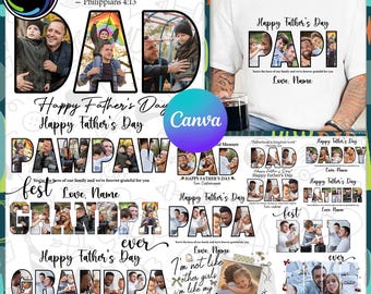 15+ personalisiertes Vatertags-PNG-Bundle, benutzerdefinierte Fotovorlage für Vater und Kinder, christlicher Vater, Bibelvers PNG