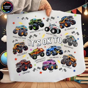 Cute Autism Shirt PNG, It’s Ok To Be Unique Png, Boys Monster Truck Design, Teacher & Kids PNG, Neurodiversity Awareness Digital PNG