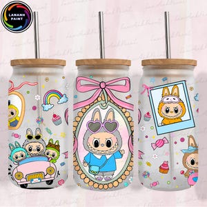 Doll Cartoon 16 oz Glass Can Png, Trending Cartoon 16oz Glass Can Wrap Png, Monster Doll 16 oz Libbey Glass Can Wrap, Sublimation Design