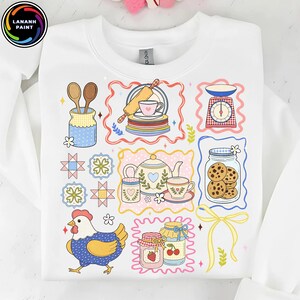 Vintage mormor Core PNG, höna i boet Cottagecore-tema, mysig mormorströja-inspirerad design, begagnad bondgårdsdekor PNG-nedladdning