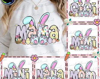BENUTZERDEFINIERTE Mama / Nana / Mimi Benutzerdefinierte Osterkindname Png-Bundle, Benutzerdefinierte Häschen Png, Benutzerdefinierte Ostern Png, Fröhlichen Ostertag Png, digitaler Download