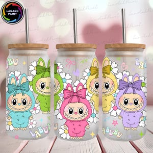 Cartoon Doll 16oz Glass Can Wrap, Cartoon Character 16 oz Glass Can Png, Cute Doll 16 oz Libbey Glass Can Wrap,  Sublimation Design