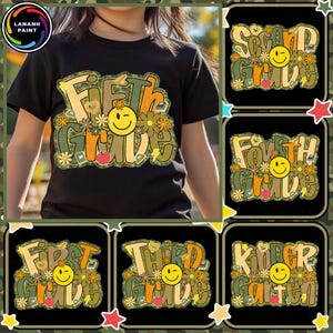 Retro First/ Second/ Third Grade Design, Retro Back To School Camouflage Png Bundle, Kindergarten Dude, Pre K Png, First Day Of School Png