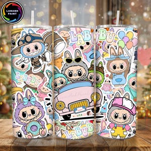 Funny Cartoon Doll Tumbler 20Oz Wrap Design Png, Doll Cartoon 20oz Tumbler Design, Trending Pink Cartoon Character Design, Gift for Kids