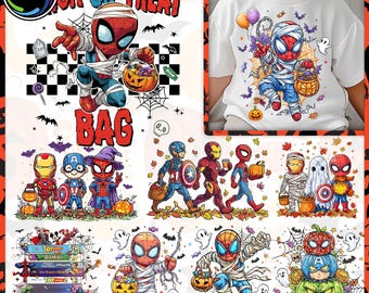 10+ Boy Halloween PNG, Spider Halloween Png Bundle, Superhero PNG, Trick Or Treat PNG, Kids Halloween Sublimation Design, Spooky Season Png