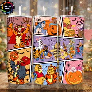 Bear Cartoon Halloween 20Oz Skinny Tumbler Design, Halloween Cartoon Tumbler Wrap Png , Spooky Season 20oz Tumbler Design, Digital File