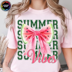 Kokieteryjna Kokardka Arbuzowa Lato Png, Retro Letnie Klimaty Png, Modny Letni Design Png, Witaj Lato Png, Prezent dla Mamy Png, Dziewczęcy Lato Png