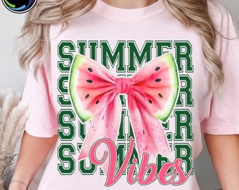 Watermelon Coquette Bow Summer Png, Retro Summer Vibes Png, Trendy Summer Design Png, Hello Summer Png, Mama Gift Png, Girly Summer Png
