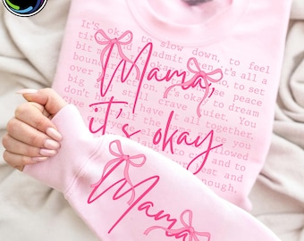 Mama It's Okay Words PNG SVG, Mental Health Awareness Mama Design, Mother's Day Gift Shirt Graphic, Mom Life Digital Download