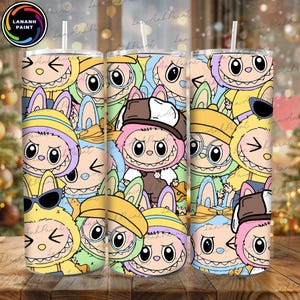 Doll Cartoon 20oz Tumbler Wrap Png, Funny Doll Cartoon 20oz Skinny Tumbler Wrap Png, Pink Cartoon Character Tumbler Wrap Png, Gift for Kids