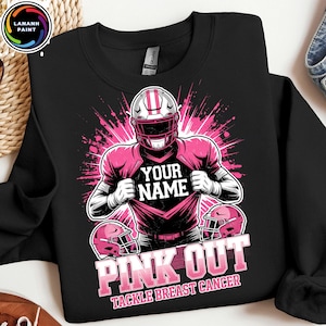 Custom Breast Cancer Football Png, Pink Out Awareness Png, Pink Ribbon Football Mom Png, Fight Cancer Game Day Shirt Design Png