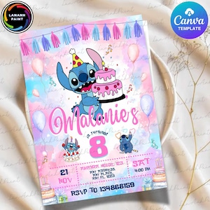Modèle d'Invitation fête d'anniversaire monstre bleu, fête toile pour enfant, modèle de toile d'anniversaire de film dessin animé, conception de toile d'anniversaire dessin animé modifiable