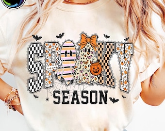 Halloween Leopard Checkered Fall, Retro Halloween Spooky Ghost PNG, Spooky PNG, Halloween Girly PNG, Fall Png, Sublimation Png, Bats Png