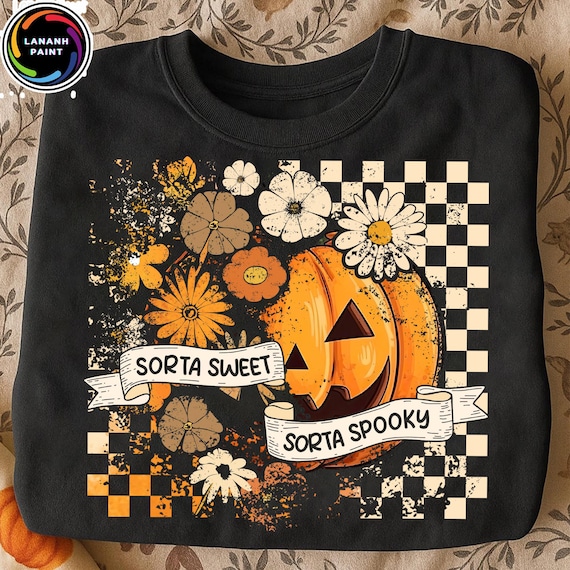 Boho Floral Pumpkins png, Sorta Sweet Sorta Spooky Png, Floral Fall Pumpkin Png, Thanksgiving Png, Autumn Png, Fall Png, Halloween Png