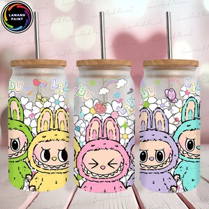 Cartoon Doll 16oz Glass Can Wrap, Doll Character 16 oz Glass Can Png, Cute Doll 16 oz Libbey Glass Can Wrap,Sublimation Design, Digital File