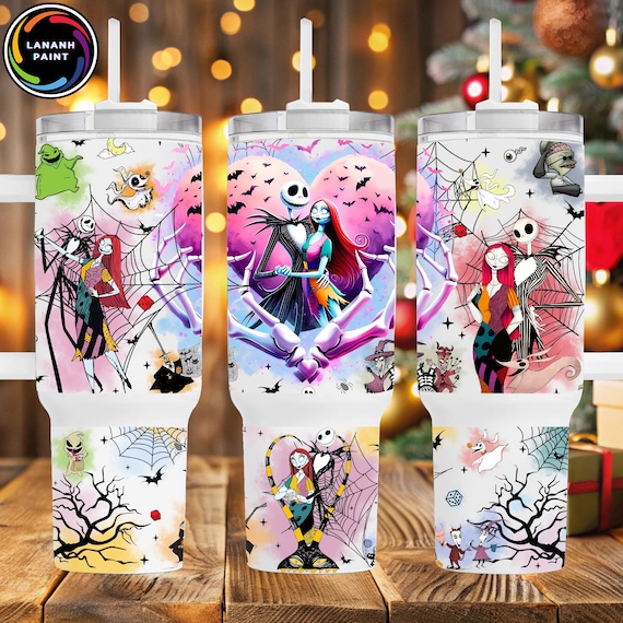 Scary Halloween 40oz Tumbler Wrap PNG, Nightmare Couple Horror Movie Wrap, 40 oz Tumbler With Handle Sublimation Design, Digital Download