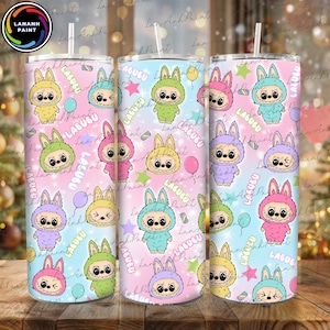 Cartoon 20oz Tumbler Wrap Png, Doll Cartoon 20oz Skinny Tumbler Wrap Png, Trending Pink Cartoon Character Design, Perfect Gift for Kids Png
