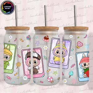 Cartoon 16oz Glass Can Wrap, Doll Cartoon 16 oz Glass Can Png, Monster Doll 16 oz Libbey Glass Can Wrap, Sublimation Design