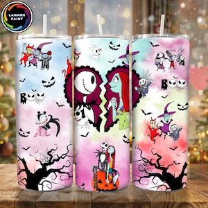 Nightmare Horror Movie 20oz Skinny Tumbler PNG Design, Halloween Friend Killer 20oz Tumbler Wrap, Halloween Cartoon Nightmare PNG