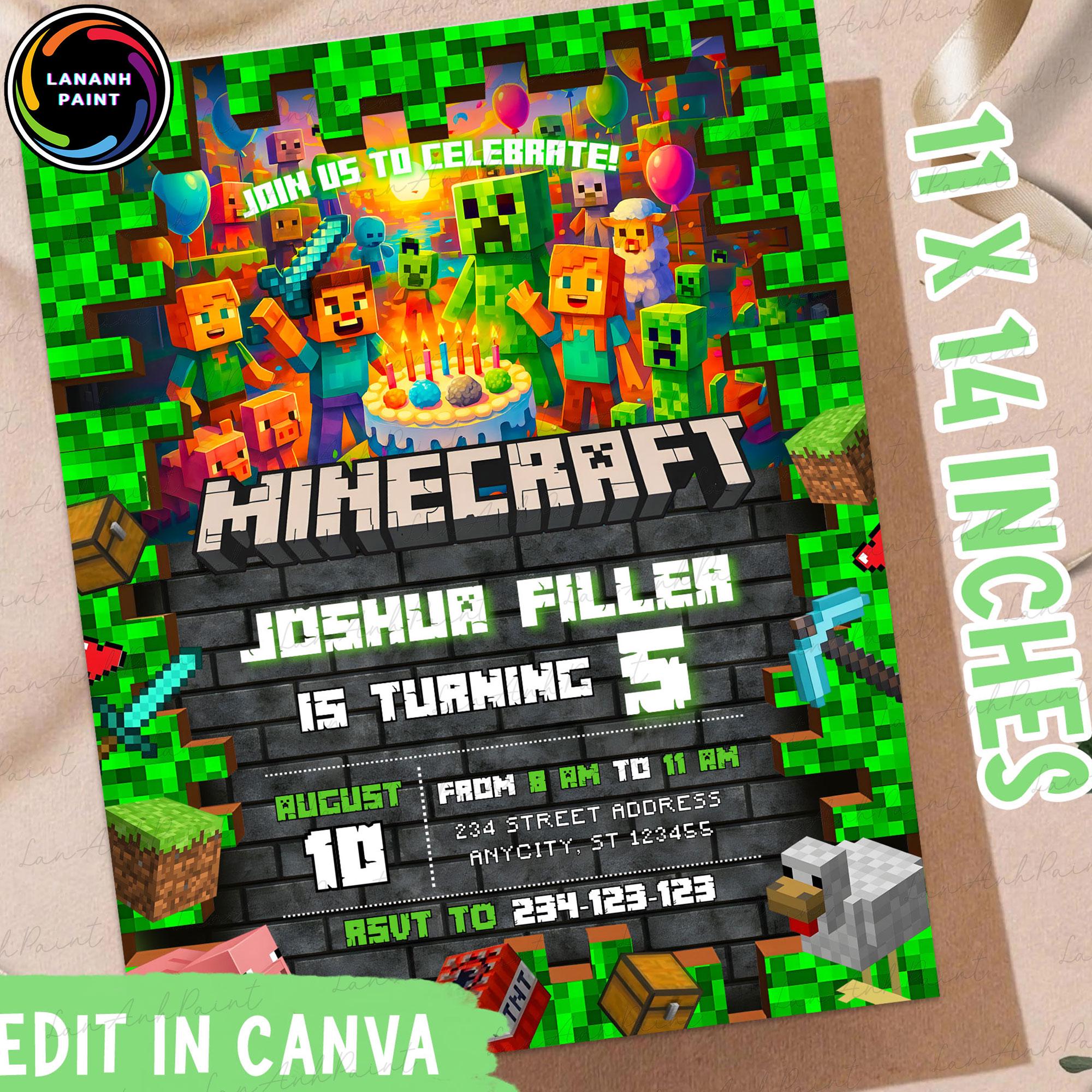 Minecraft Inspired Printable Invitations Page Five Minecraft Inspired Printable Invitations Page Five