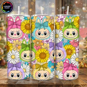 Funny Cartoon Character 20oz Skinny Tumbler Wrap PNG, Trending Cartoon Doll Friends Character Design, Perfect Gift for Kids Tumbler Png