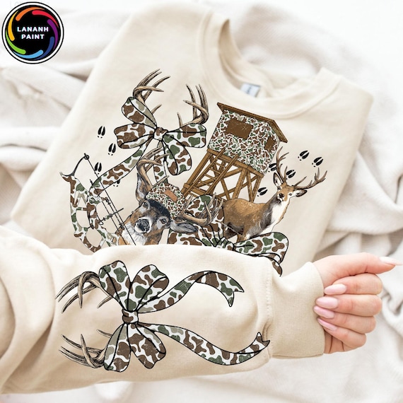 Preppy Camo Bow PNG, Deer Hunting Png, Duck Hunter Sublimation, Coquette Hunting Shirt PNG, Girl Fall Camo Bow PNG, Hunting Season Design