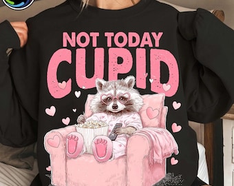 Not Today Cupid Valentine PNG, Funny Snarky Raccoon Design, Sassy Humor Vday Shirt, Sarcastic Valentines Day PNG, Digital File