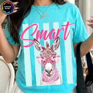 Smart Donkey Vogue PNG, Funny Animal Meme Design, Retro Summer Coastal Preppy Stripes, Girly Kid Trendy Shirt Design Png, Digital File