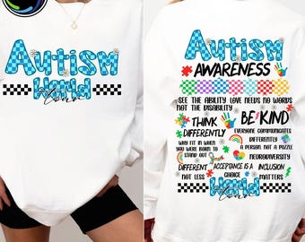 Autism World Tour Png, Autism Awareness Month Gift, Choose To Be Kind Png, Neurodiversity Sweater Design, Love Needs No Words Png