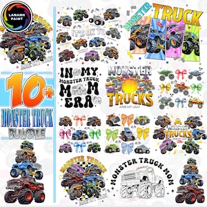 10+ Monster Trucks Are My Jam PNG-bundel, Monster Truck PNG, shirtontwerp jongens, kindersublimatiebestanden, digitale download