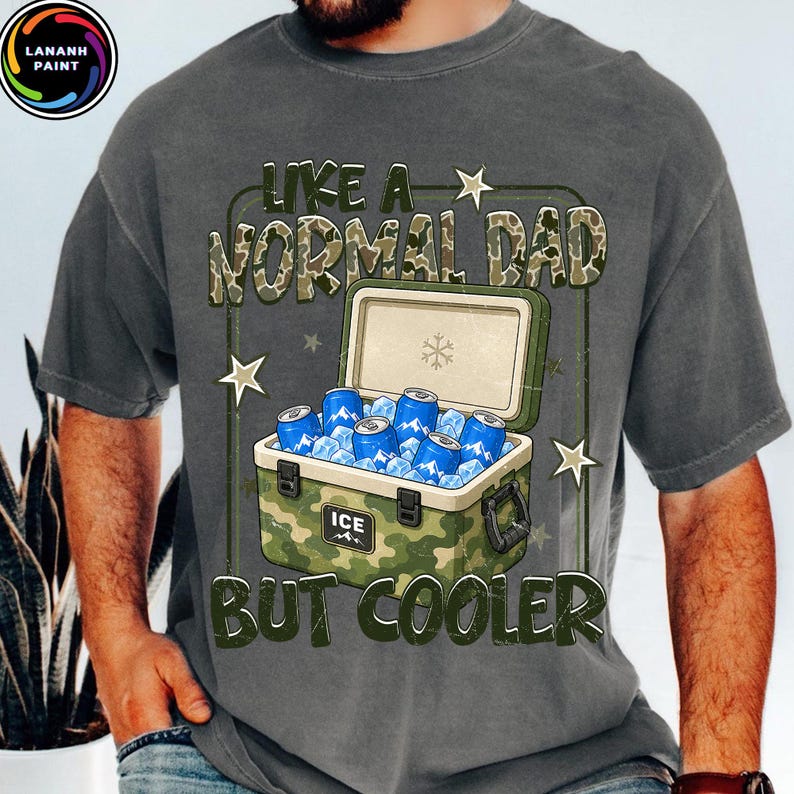 Cooler Vater PNG, Lustiges Vater Zitat PNG, Camo Vater Shirt Design, Iced Bag Dad PNG, Retro Vatertag Sublimation Bild 4