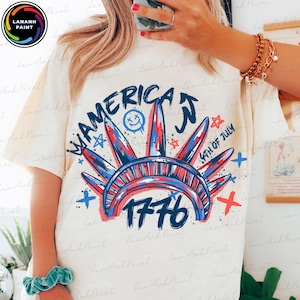 Brush Stroke Statue of Liberty Png, America 4th July Png Design, Graffiti America Png, Brushstroke USA Png, American Girl Shirt Design