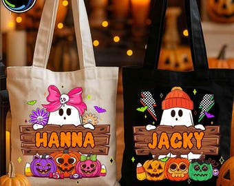Bolsa de dulces de Halloween PNG, Fantasma retro PNG, Bolsa de truco o trato personalizada para niño/niña PNG, Halloween infantil PNG, Lindo diseño de regalo de Halloween para niños