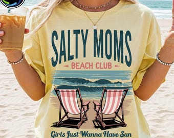 Retro Beach Girl Png, Retro Salty Moms Beach Club Png, Trendy Summer Vibes Png, Aesthetic Beach Shirt Design Png,Funny Sarcastic Mama Png