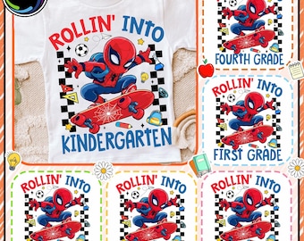 Rolling Into School Grade Bundle Png, Cartoon Back To School Png, Preepy Grade Png, Boy Cartoon Kid Shirt Png, First Day Of School Png