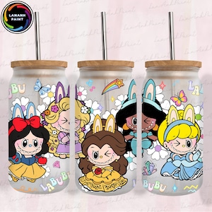 Cartoon Princess 16 Unzen Glasdosenverpackung Png, Cartoon Doll 16 Unzen Glasdosen Png, süße Puppe 16 Unzen Libbey Glasdosenverpackung, Sublimationsdesign