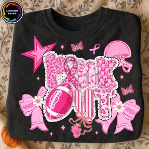 Breast Cancer Awareness Preppy Ribbon Png, Coquette Lace Football Pink Out Png, Tackle Cancer PNG, Girly Game Day PNG, Cheer Football Mom