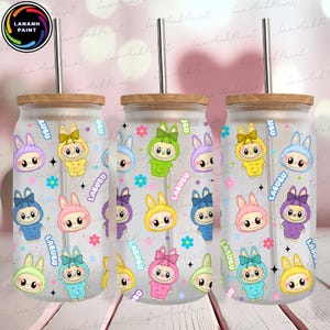 Cute Doll 16oz Glass Can Wrap Png, Cartoon Characte 16Oz Glass Can Png, Baby Doll 16Oz Libbey Glass Can Wrap, Sublimation Design