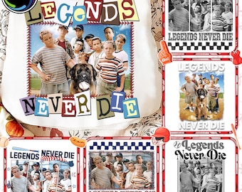 5+ Retro 90er Baseball Legenden Nie Png Bundle, Baseball Film-Shirt Design Png, Baseball-Team passendes Hemd Png, Baseball Squad Crew