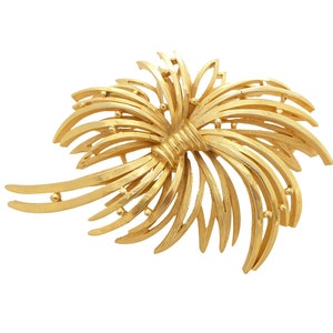 1980s Vintage 1980s 10,5 cm gold extra groß abstrakt skulpturale Palme Pflanze riesige riesige gigantische glänzende Statement Brosche