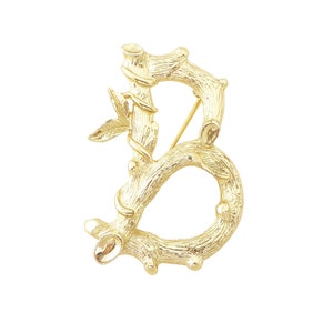 1970s Vintage Sarah Coventry letter B initial plant vine woodland hippie elf large statement chunky retro big bohemian brooch