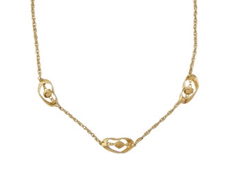 1990s Vintage gold cutout heart knot link rope chain dainty cute sweet love kawaii choker small adorable boho bohemian valentine necklace