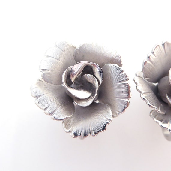 1950s Vintage Lisner silver large rose flower ret… - image 4