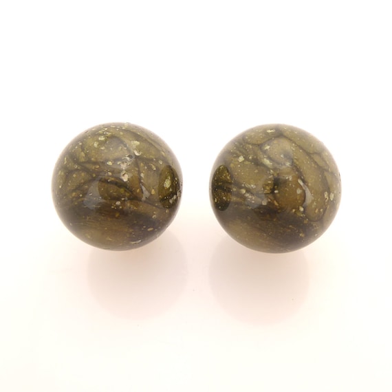 1950s Vintage olive green marbleized lucite half d