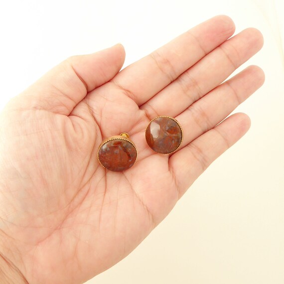 1950s Vintage red moss agate natural stone circle… - image 7