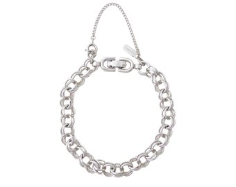 Vintage Monet chrome silver circle circular chain minimalist bracelet