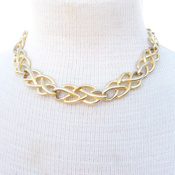 1980s Vintage Anne Klein gold shiny knot rope cut… - image 10