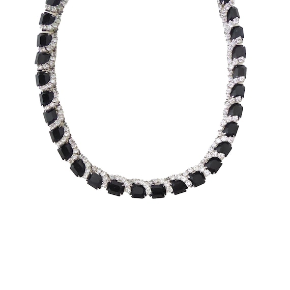 1980s Vintage black rectangle rectangular clear r… - image 1